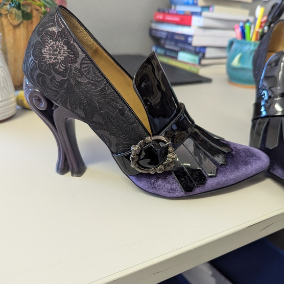 John Fluevog Shoes - Elegant Purple and Black Women's Heels